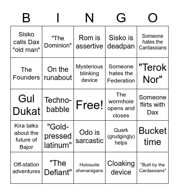 Deep Space 9 Bingo Card