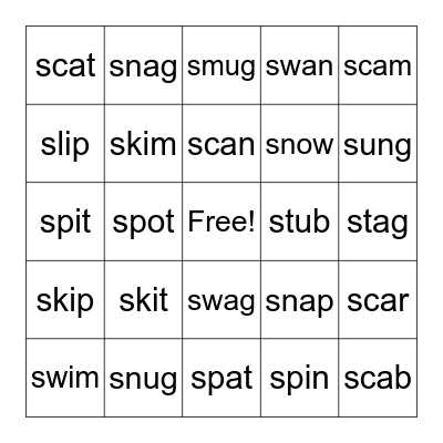 S Blends Bingo Card
