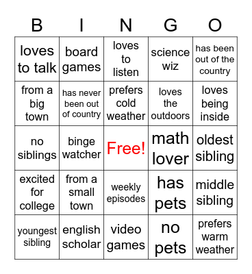 Summer Bridge Human Bingo 2023 Bingo Card