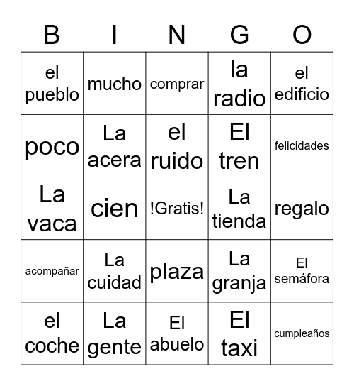 La ciudad Bingo Card