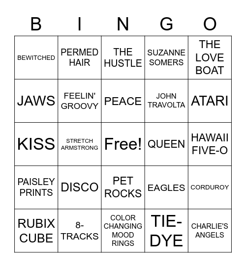 70's BINGO BLAST Bingo Card