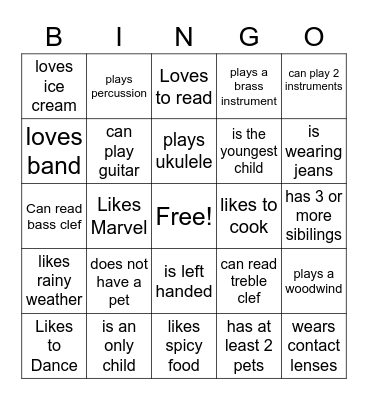 Concert Celebration Bingo Card