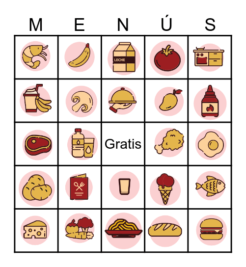 Menu Bingo Card