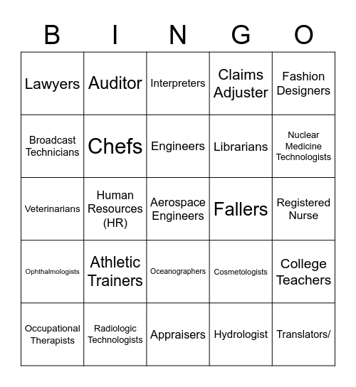 Career Terms Bingo Card