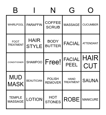 SPA Bingo Card
