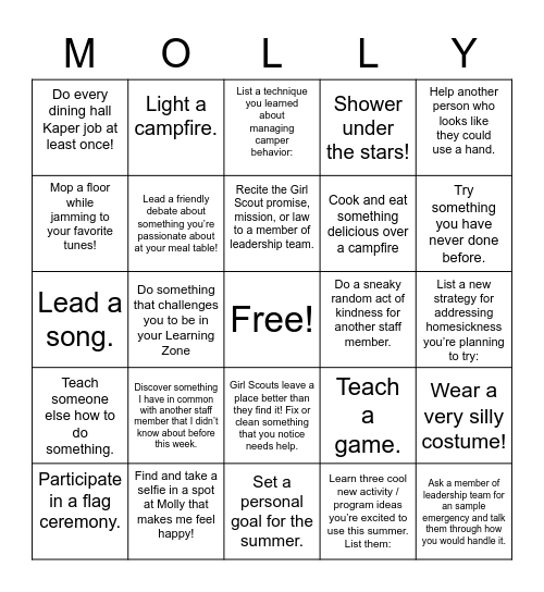 Molly Lauman Bingo Card