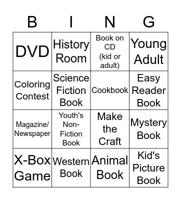 Take Your Child to the Library Day Bingo Card