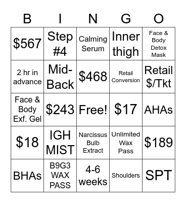 BUFORD BINGO Card