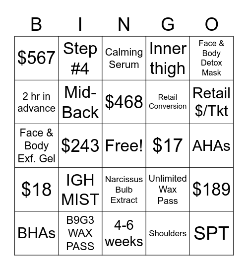 BUFORD BINGO Card