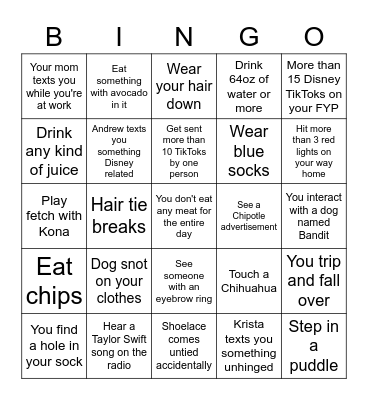Wednesday Bingo Card