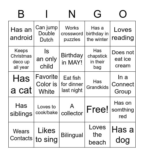 Ice-Ice Breaker! Bingo Card