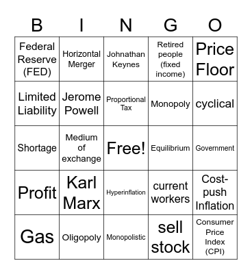 Exam Review Bingo Card