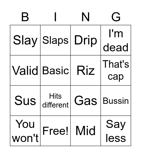 Patrick you won't Bingo Card