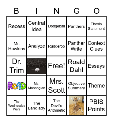 8th Grade ELA Bingo Card