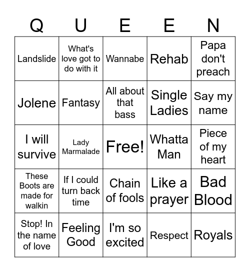 Joe Knows the Queens Bingo Card