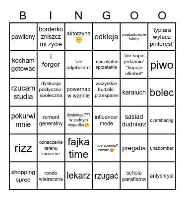 pov: typiara Bingo Card