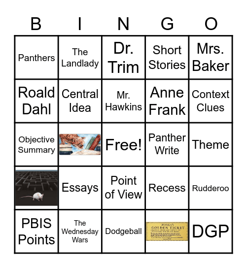 8th Grade ELA Bingo Card