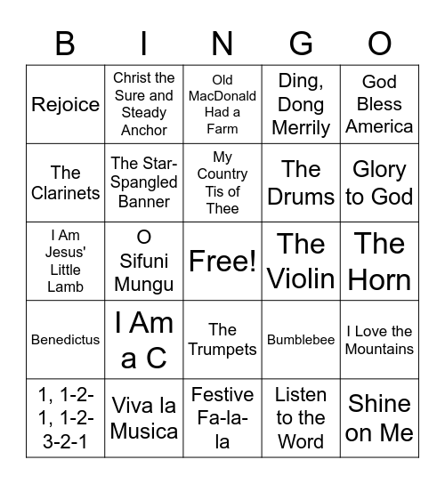 Troubadour Bingo Card