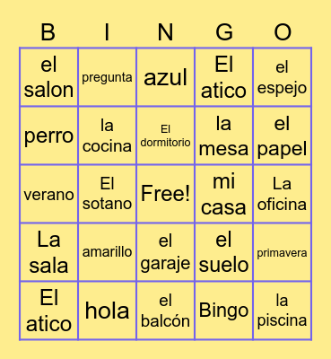 La Casa Bingo Card