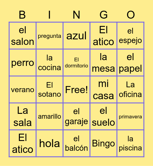 La Casa Bingo Card