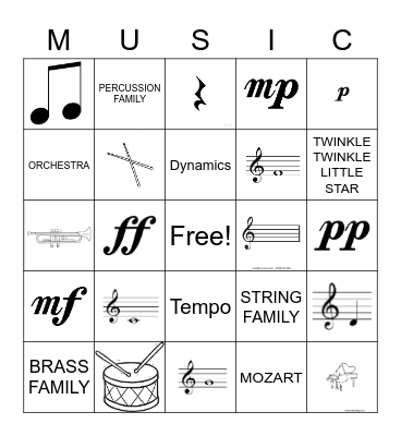 Music! Bingo Card