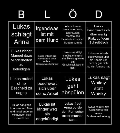 Blödmanns Bingo Card