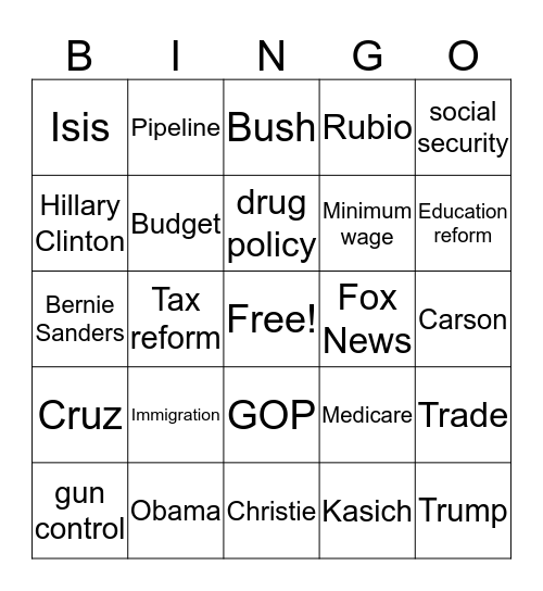 Dylan's Bingo Card