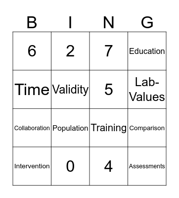 Evidence-Bing Practice Bingo Card
