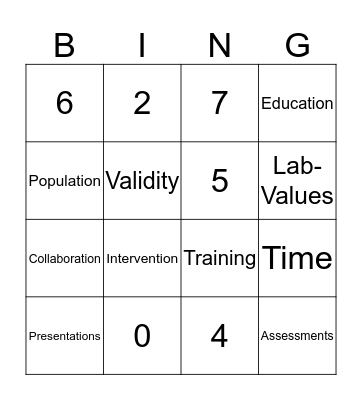 Evidence-Bing Practice Bingo Card