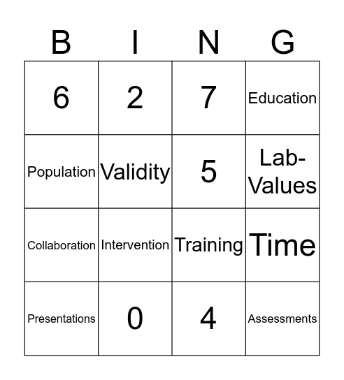 Evidence-Bing Practice Bingo Card