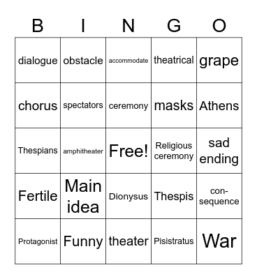 Unit 13 Review Bingo Card