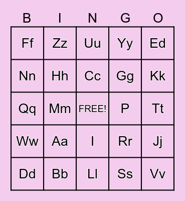 Letter Sounds Bingo Card