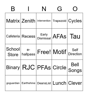 Kairos BINGO! Bingo Card