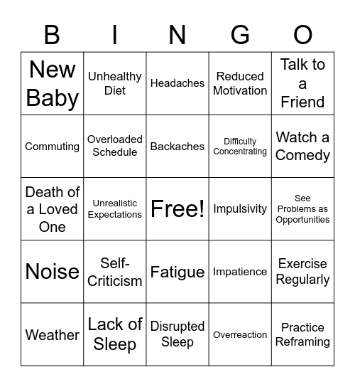 Safety Bingo Card