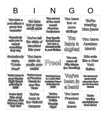 Lead Coach Bingo Card