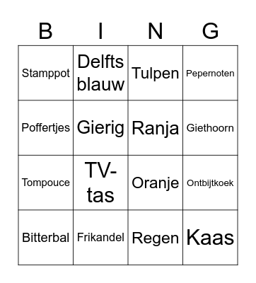 Dutch bingo Card