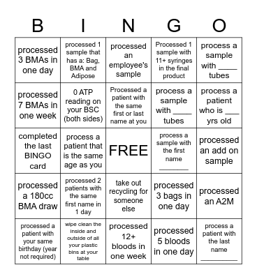 LAB Bingo Card