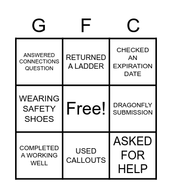 UTX4 SAFETY BINGO Card