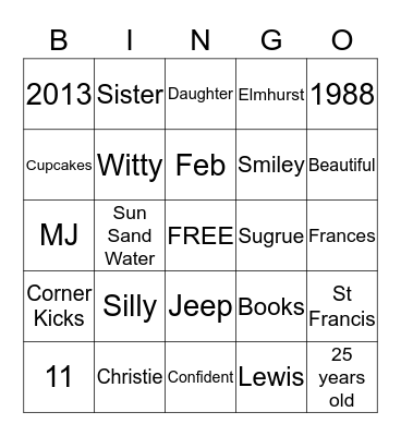 Happy Birthday Christie Bingo Card