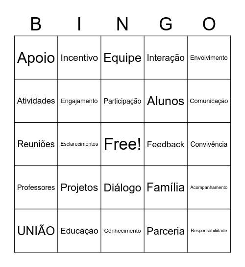 Bingo Familia Na Escola Bingo Card