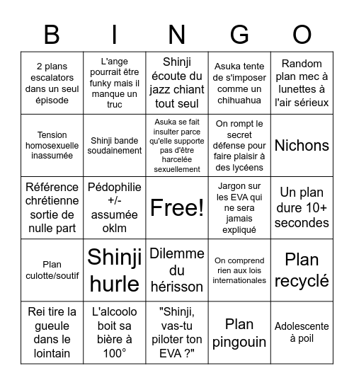 Evangelion Bullshit Go Bingo Card