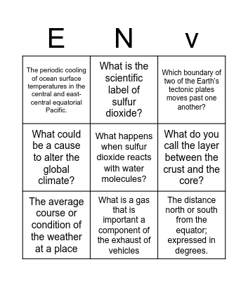 Env Bingo Card