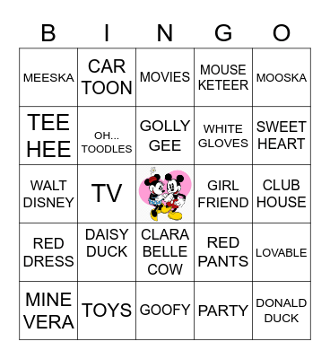 MICKEY and MINNIE Bingo Card