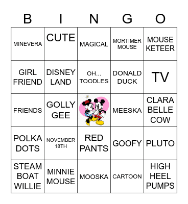 MICKEY and MINNIE Bingo Card
