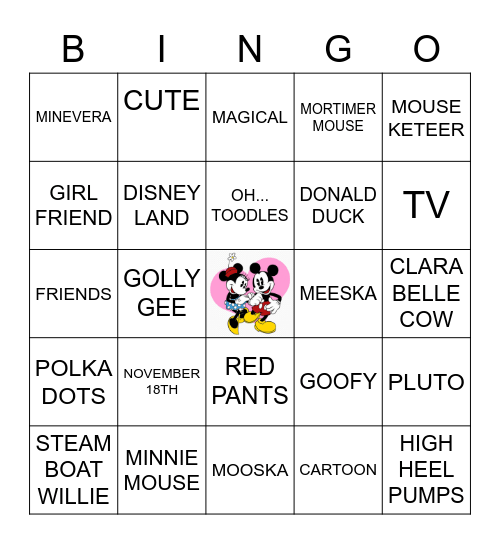 MICKEY and MINNIE Bingo Card