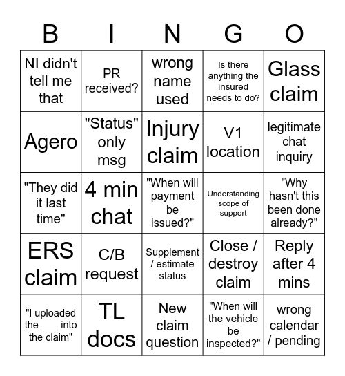 Chat bingo Card