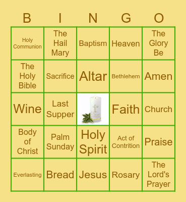 First Holy Communion Bingo Card