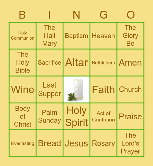 First Holy Communion Bingo Card