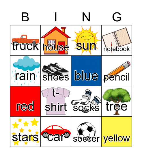 English Vocabulary Bingo Card