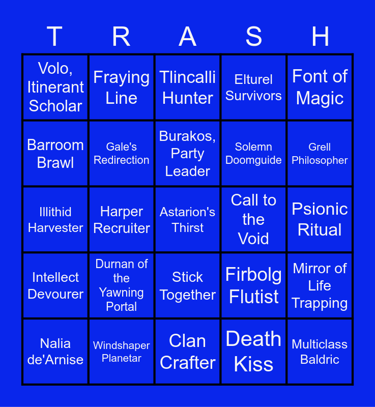 CL Baldur's Gate Trash Bingo Card